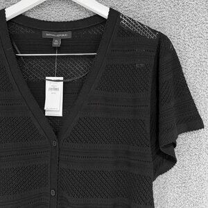 Banana Republic Short Sleeve Pointelle Lace Knit Cardigan / Top